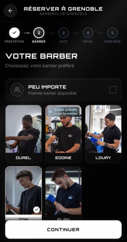 BarberClub : les vraies dispos de chaque barber